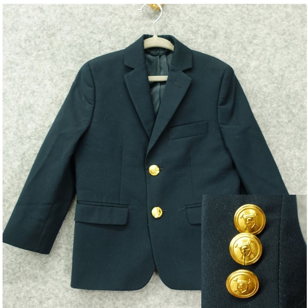 LAUREN RALPH LAUREN Blazer Boys 4 Navy Blue Gold Button Suit Jacket School Prep